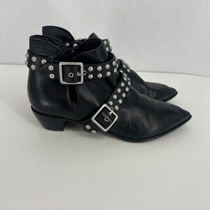 MARC BY MARC JACOBS CARROLL BLACK LEATHER STUDDED ANKLE BOOTIES EUR 39 US 9